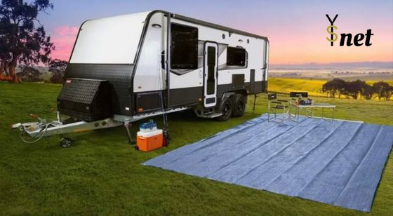 240GSM Carpet Net Blue / Grey Outdoor Plastic Camping Rugs