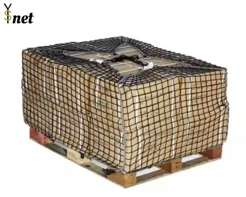 Black Air Cargo Pallet Nets Polyester Heavy Duty Trailer Net Customized