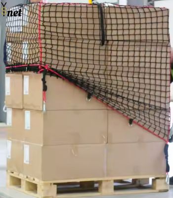 Black Air Cargo Pallet Nets Polyester Heavy Duty Trailer Net Customized