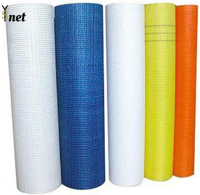 white orange Self Adhesive Fiberglass Mesh 50m - 200m Fiberglass Reinforcement Mesh 5*5mm 100g gram weight fiberglass mesh roll